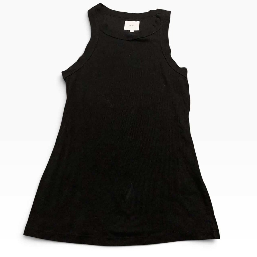 Sundays Turner Tank Women Size 1 Small Black Ribbed Racerback A-Line Minimalist